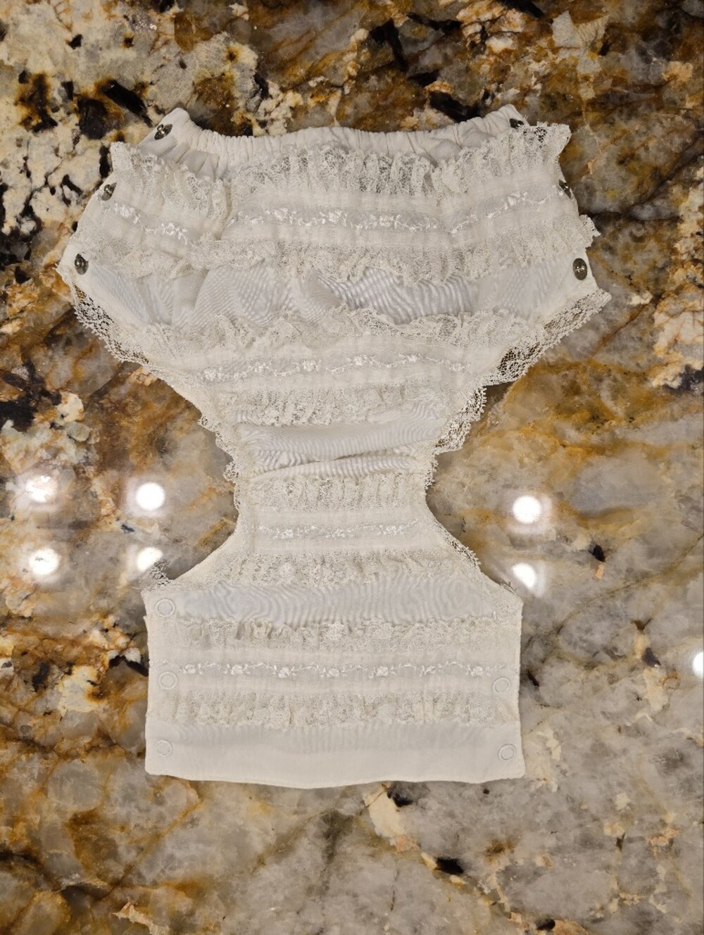 Vintage Handi-Panti by Alexis Baby Plastic Diaper Cover Cream Lace Ruffles
